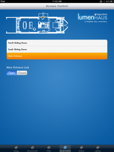 LumenHAUS iPad app - Main Entrance Access Control Screen
