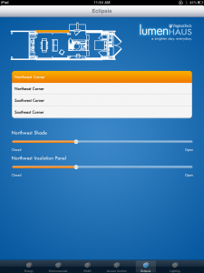 LumenHAUS iPad app - North-West Eclipsis Panel Control Screen