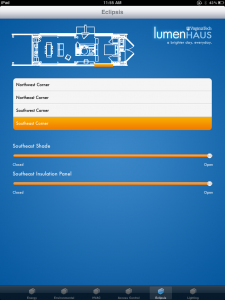 LumenHAUS iPad app - South-East Eclipsis Panel Control Screen