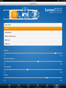 LumenHAUS iPad app - Lighting Control Screen - Kitchen